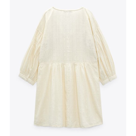 NWT Womens Size XS ZARA White Floral Embroidered Relaxed Fit Boho Mini Dress - Picture 5 of 7